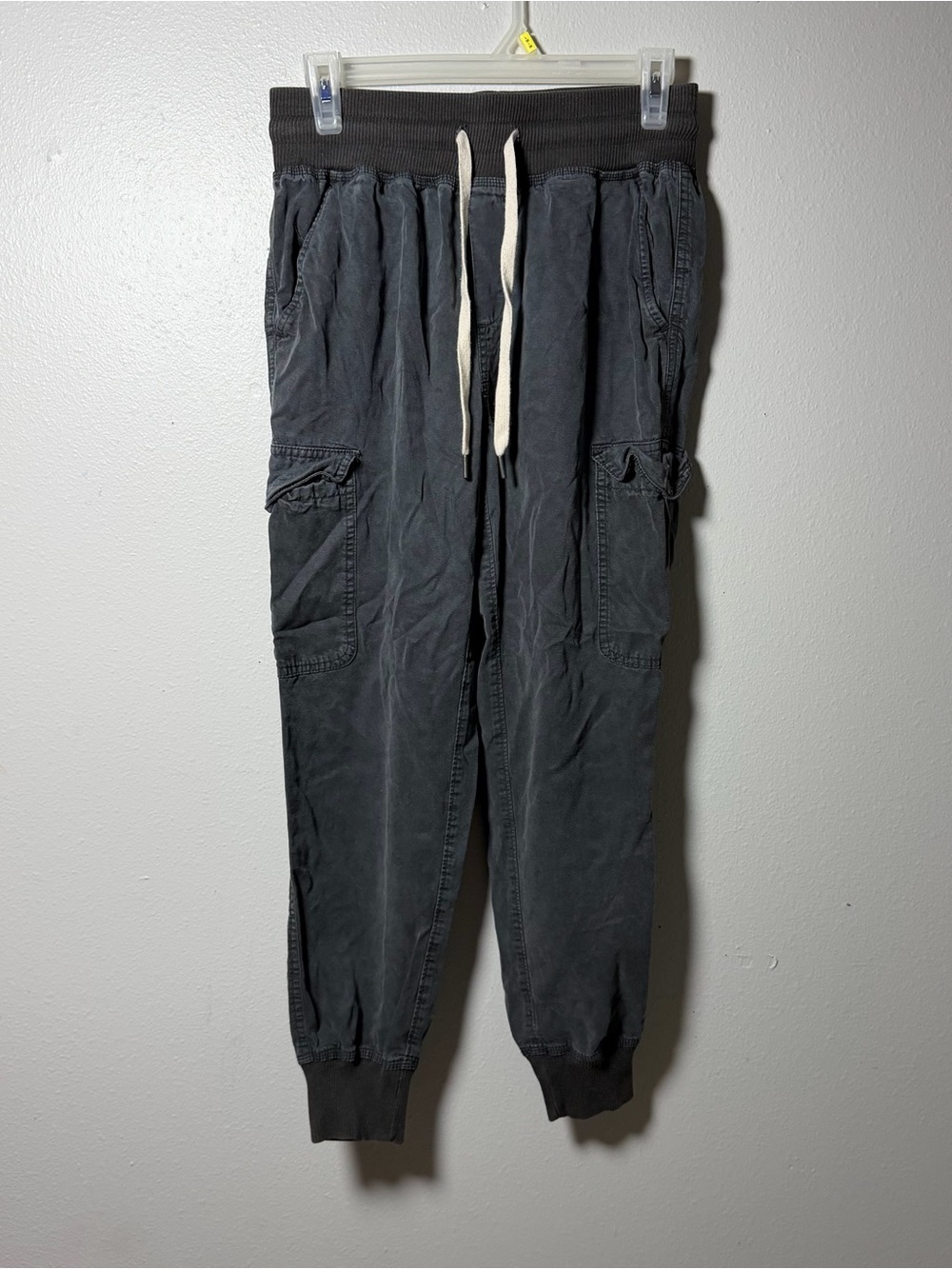 Aerie Women Dark Gray Cargo Jogger Pants Drawstring Waist size XS
